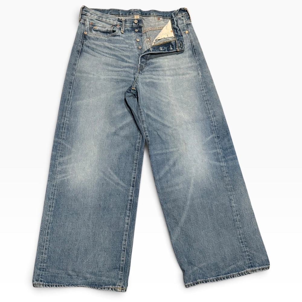 RRL Double Ralph Lauren ARL Vintage Wide Leg Jeans Light Wash 32x31 Button Fly